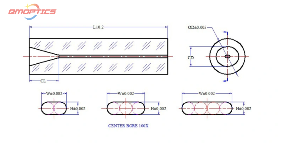 Drawing Dual-Core Parallel Cylindrical Fiber Glass Ferrule